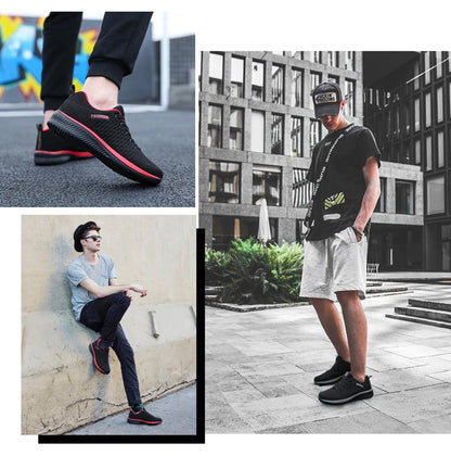 Men Women Knit Sneakers Breathable Athletic Running Walking Gym Shoes.