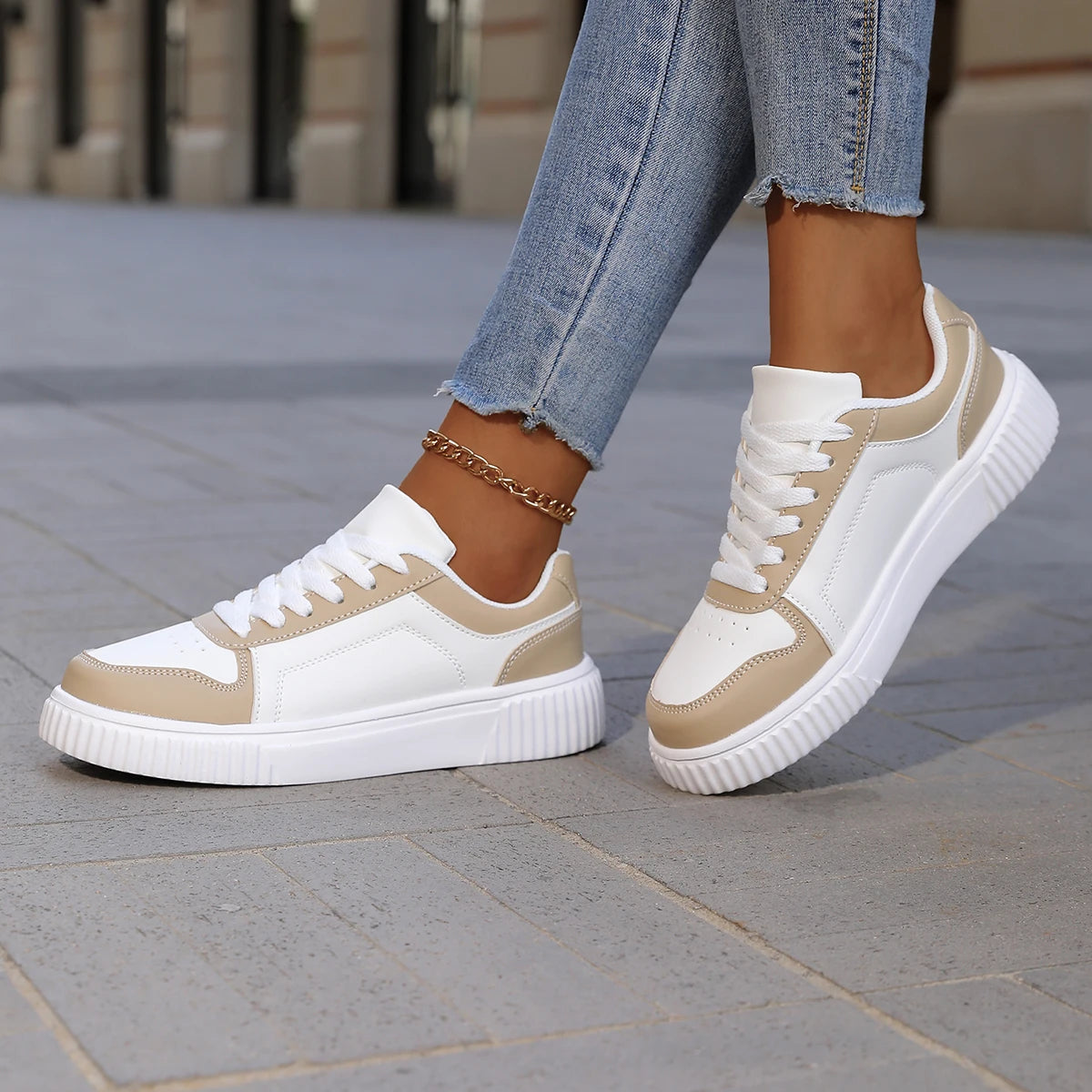YRZL Womens Sneakers Autumn White Shoes Lightweight Thick Sole Non Slip Skatebaord Shoes Unisex Casual Sports Shoes for Man.