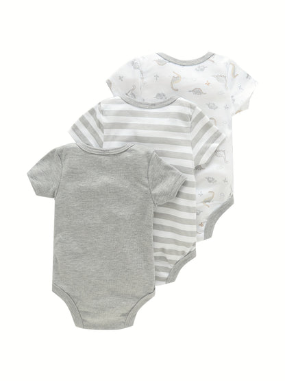 3PCS Infant Baby Nette Grafik einteilige Kleidung Für Jungen Und Mädchen, Neugeborenen Reine Baumwolle Sommer Strampler neugeborene kleidung