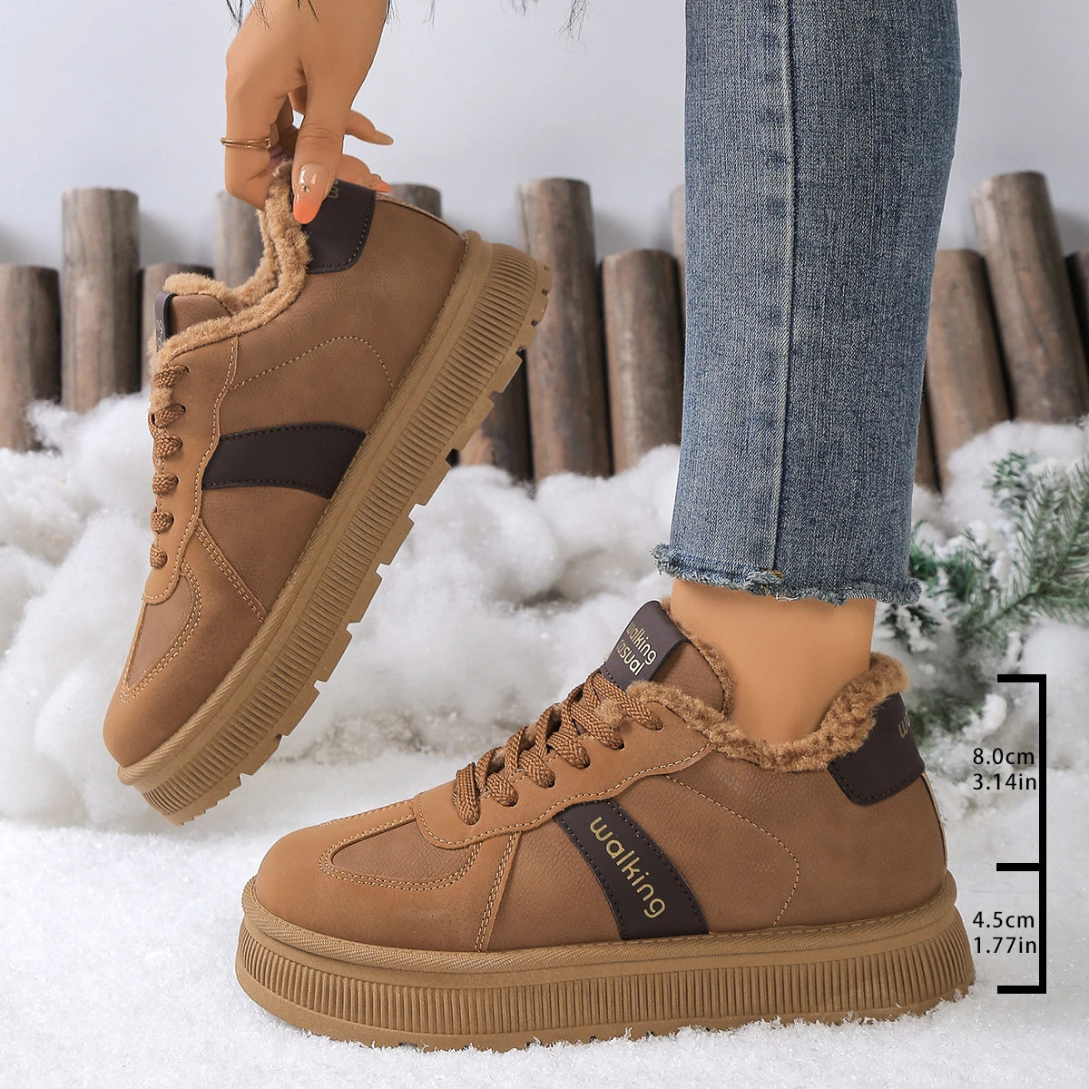 New Winter Round Toe Thick Soled Women's Boots Fashion Casual Comfortable Warm Cotton Shoes  Women's Ankle Boots.