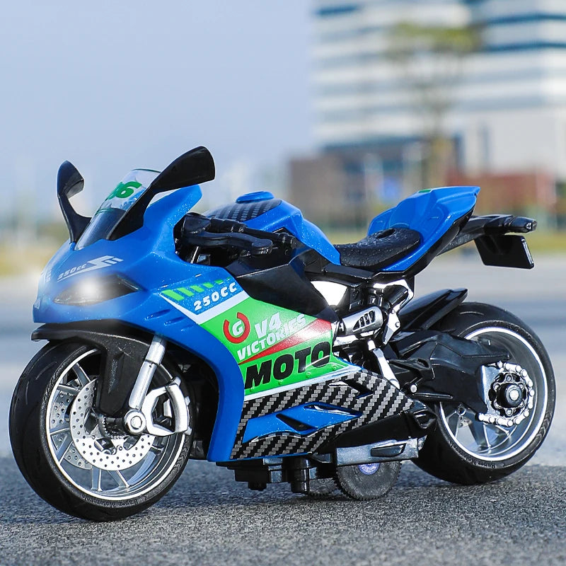 1:12 Sound Light Motorcycle Alloy+Plastic Moto Car Model Diecast Play Vehicles Decoration Collection Boy Toys For Children Gift.