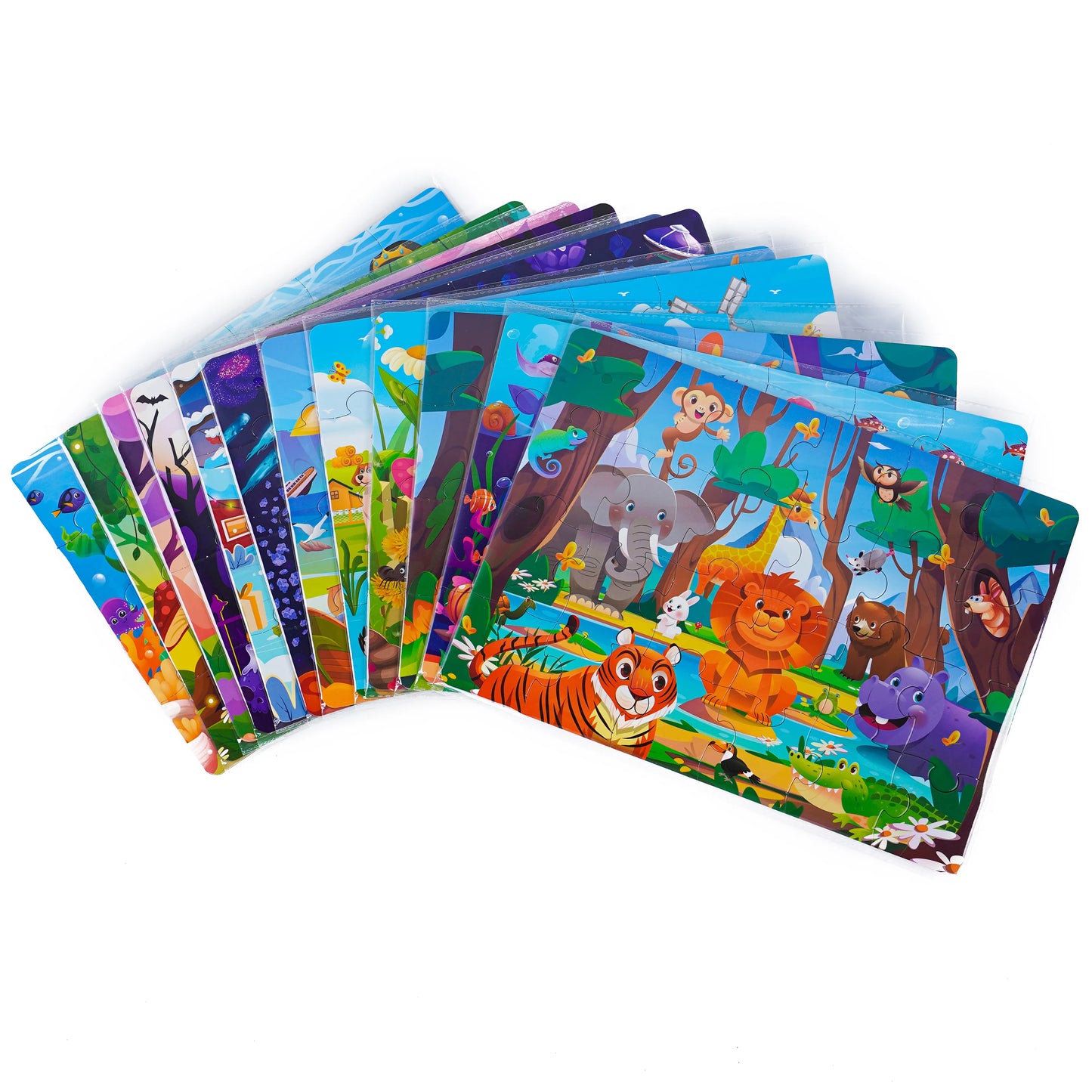 Kids Cartoon Animal Jigsaw Puzzles Montessori Educational Toys Parent-Child Theme Game Paper Educational Gift for Children.