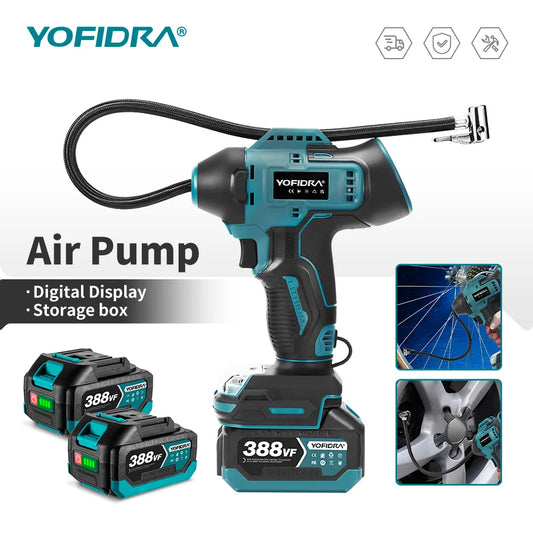 YOFIDRA Aufblasbare Elektrische Luftpumpe Digital Display Auto Reifen Inflator Automatische Luft Inflator Power Tool Für Makita Batterie Pin