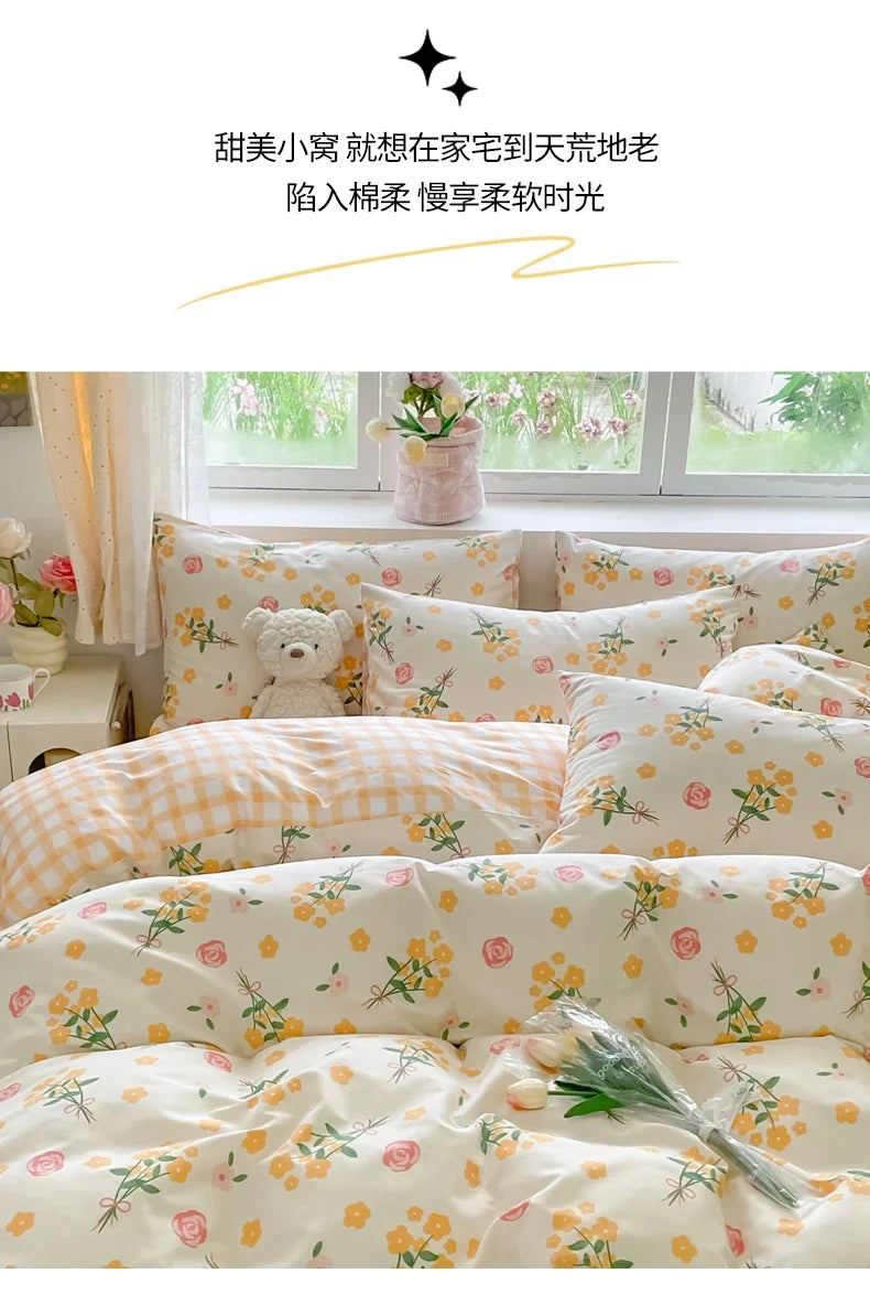 2025 new Cotton Duvet Cover Set with 2 Pillowcases 1 bed sheet - Elegant & Breathable Bedding Set,Fade-Resistant, Multiple Sizes.