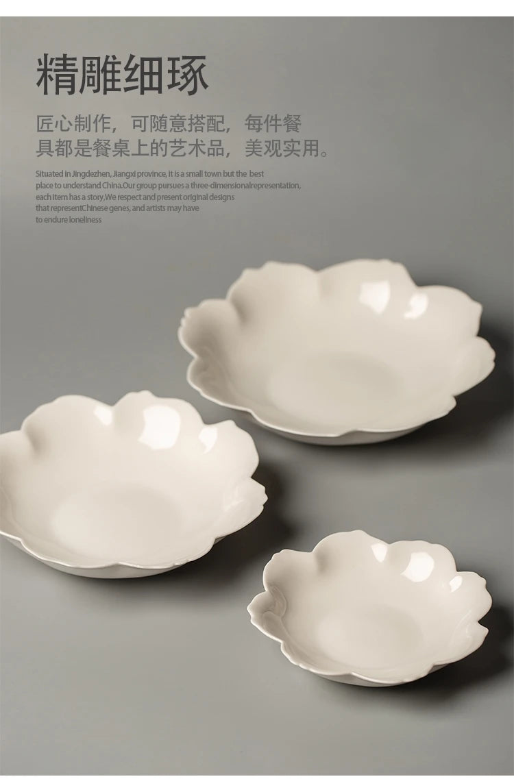 color petal household ceramic dish hotel restaurant tableware.
