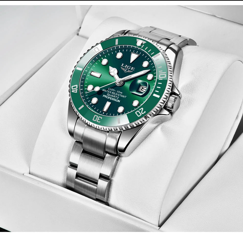 LIGE Top Brand Luxury Fashion Diver Watch Men 30ATM Waterproof Date Clock Sport Watches Mens Quartz Wristwatch Relogio Masculino.
