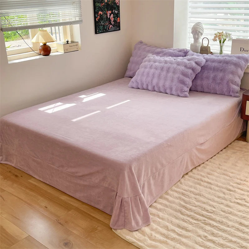Luxury Faux Rabbit Fur Velvet Fleece Plush Soft Warm Bedding Set Super Comfortable Duvet Cover Set Blanket Bed Sheet Pillowcases