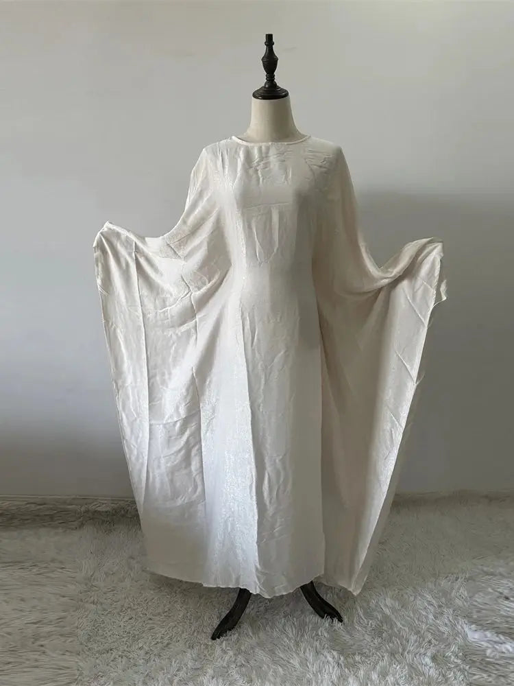 Ramadan Summer Batwing Sleeve Satin Butterfly Abaya Islam Muslim Maxi Dress Kebaya Women Kaftan Robe Musulmane Femme Vestidos