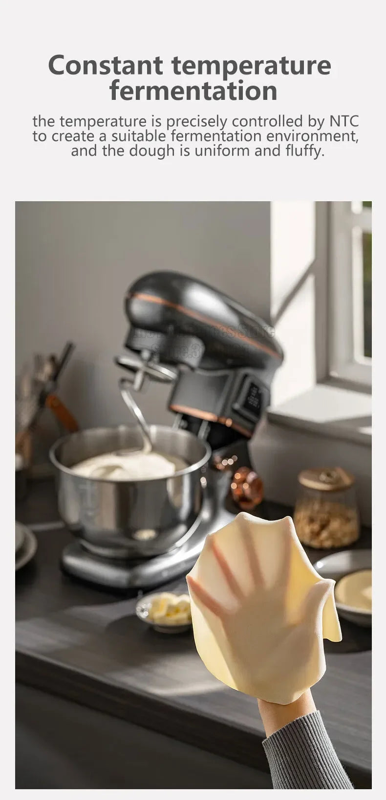 Joyoung 5L Stand Dough Mixer For Kitchen Cream Whisk Cake Dough Blender With Stainless Steel Bowl 6 Gears Chef Machine.