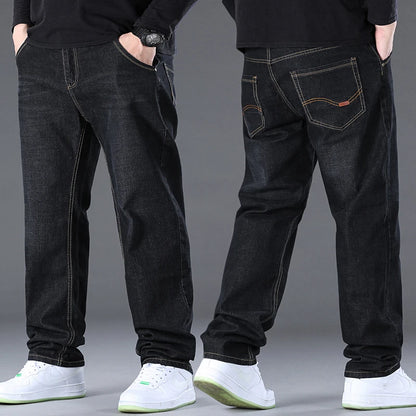 Herren-Jeanshose, große Größe 50, hochelastischer Denim-Stoff, große Hose für 45–150 kg, Jeans, Hombre, weites Bein, Pantalon Homme