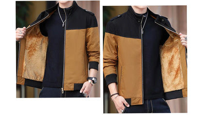 DIMUSI Winter Men's Bomber Jacket Casual Mens Outwear Fleece Warm Coats Fashion Stand Collar Uniform Jackets Mens Brand Clothing.