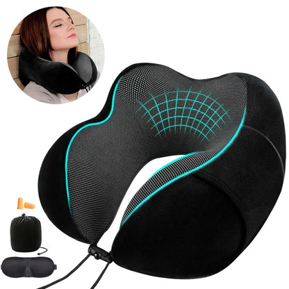 Memory Foam U-shaped Neck Pillow Neck Cushion Soft Neckrest Pad  Portable Travel Pillow Cervical Healthcare Massage Neck Pillow.