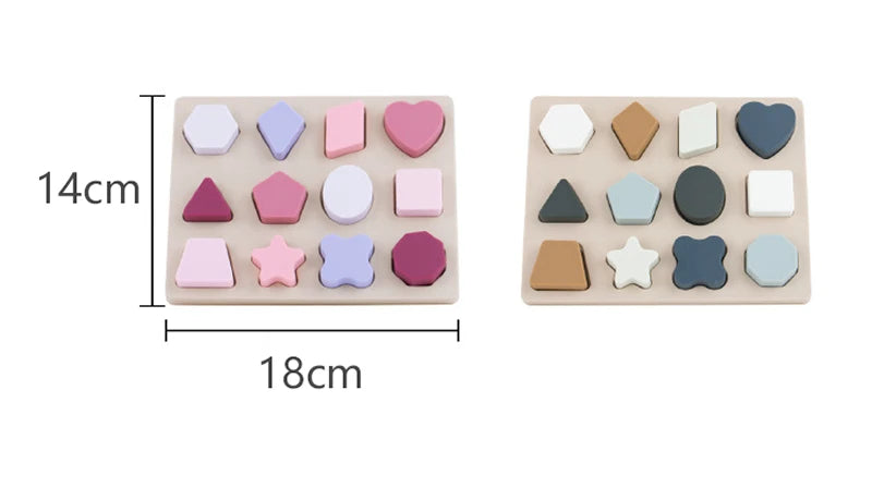 Montessori Baby Puzzles Silicone Toys Geometric Shape Jigsaw Board Matching Games Educational Learning Toys Food Grade Silicone.