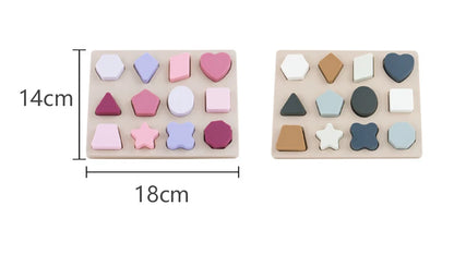 Montessori Baby Puzzles Silicone Toys Geometric Shape Jigsaw Board Matching Games Educational Learning Toys Food Grade Silicone.