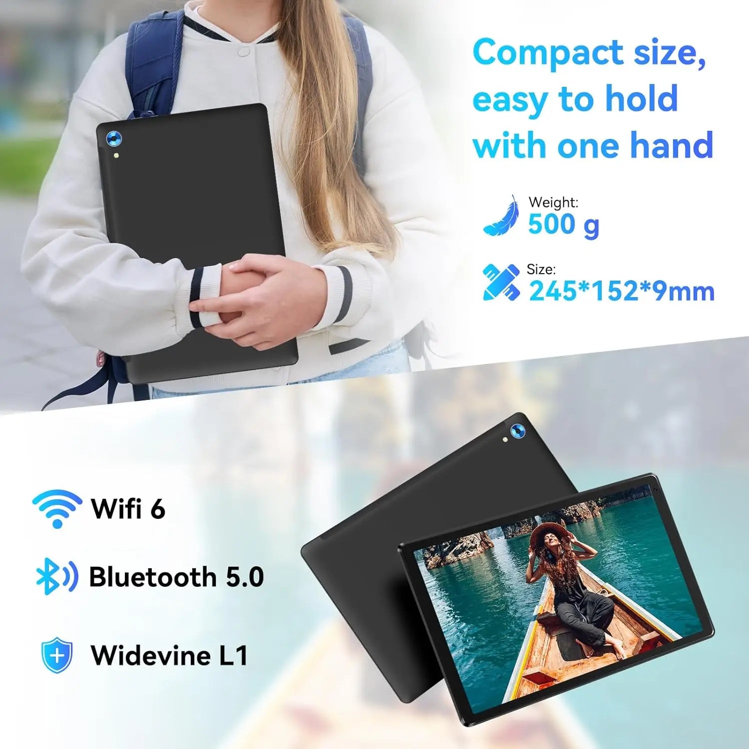 URAO C109 10 Inch Tablet Android 15 Tablet PC 24GB RAM 128GB ROM 1TB Expand Octa-Core Processor Widevine L1 Dual Camera BT WiFi.