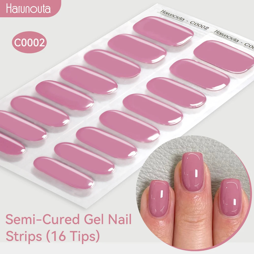 Harunouta Gradient Semi Cured Gel Nail Sticker Long-Lasting UV Nail Sticker UV/LED Extension Gel Nail Foil Gel Polish Full Cover.