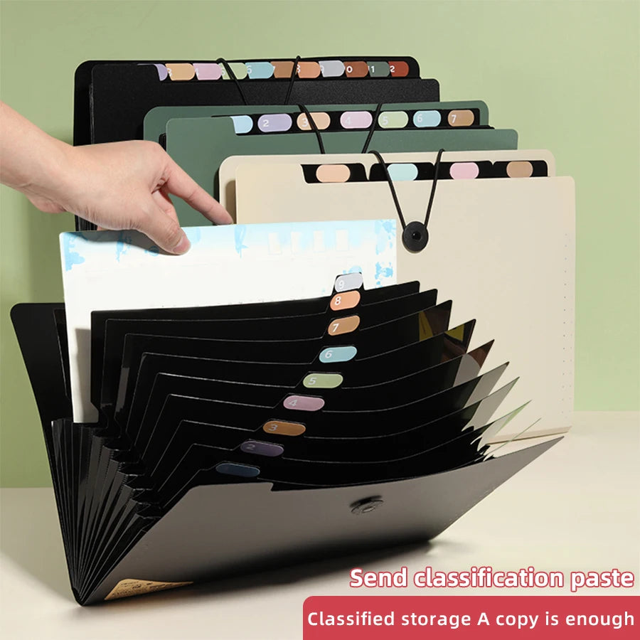 Three Colors Horizontal A4 Folder Students Office Business Trip Multi-layer Large Capacity 5/8/13 Layers Storage Organ Bag.