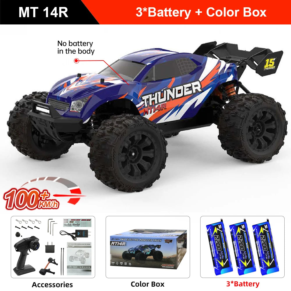 Teeggi 1/14 4WD High Speed Rc Off-road Car 100KM/H Brushless motor 3S Remote Control Truck Drift Racing Cars Toys For kid Gifts