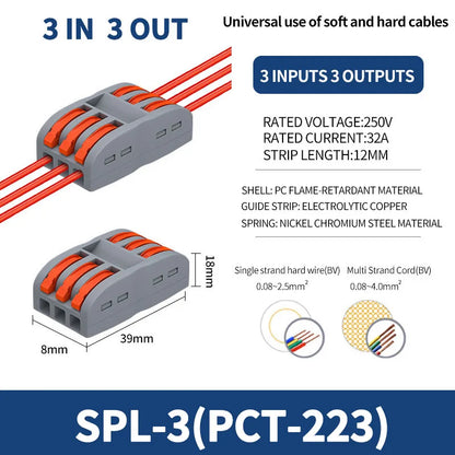 1 In Multiple Out Quick Wiring Connector Universal Splitter Wiring Cable Push In Terminal Block Universal Fast Wiring SPL 222 23.