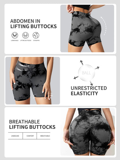 Tie Dye Seamless Leggings for Women High Waist Yoga Pants Scrunch Butt Lifting Elastic Tights Wide Waistband Sports Leggings.