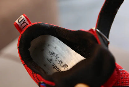 Disney LED Casual Sneakers Red Black For Spring Boys Spider-man Mesh Outdoor Shoes Children Lighted Non-slip Shoes Size 21-30.