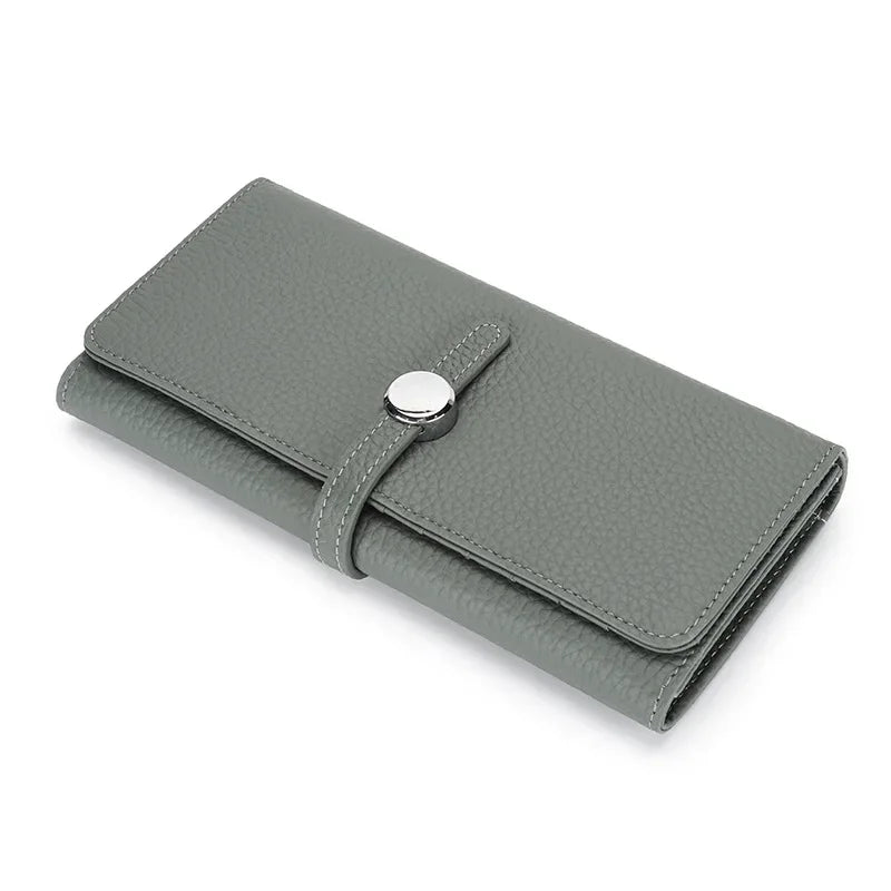Genuine Leather Wallet Women Long Clutch Fashion Luxury Brand Ladies Purses Card Holder Zipper Coin Pocket High Quality Billfold