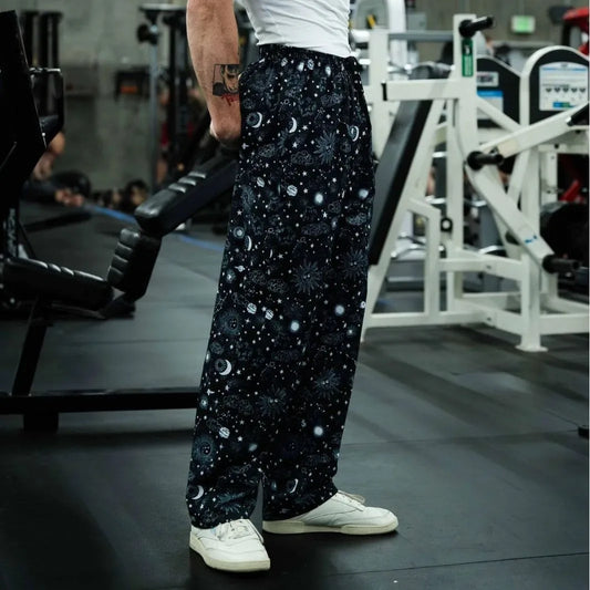 American Retro Thin Pants Men's Summer Breathable Quick Drying Loose Sports Pants Fitness Casual Digital Printed Pants.