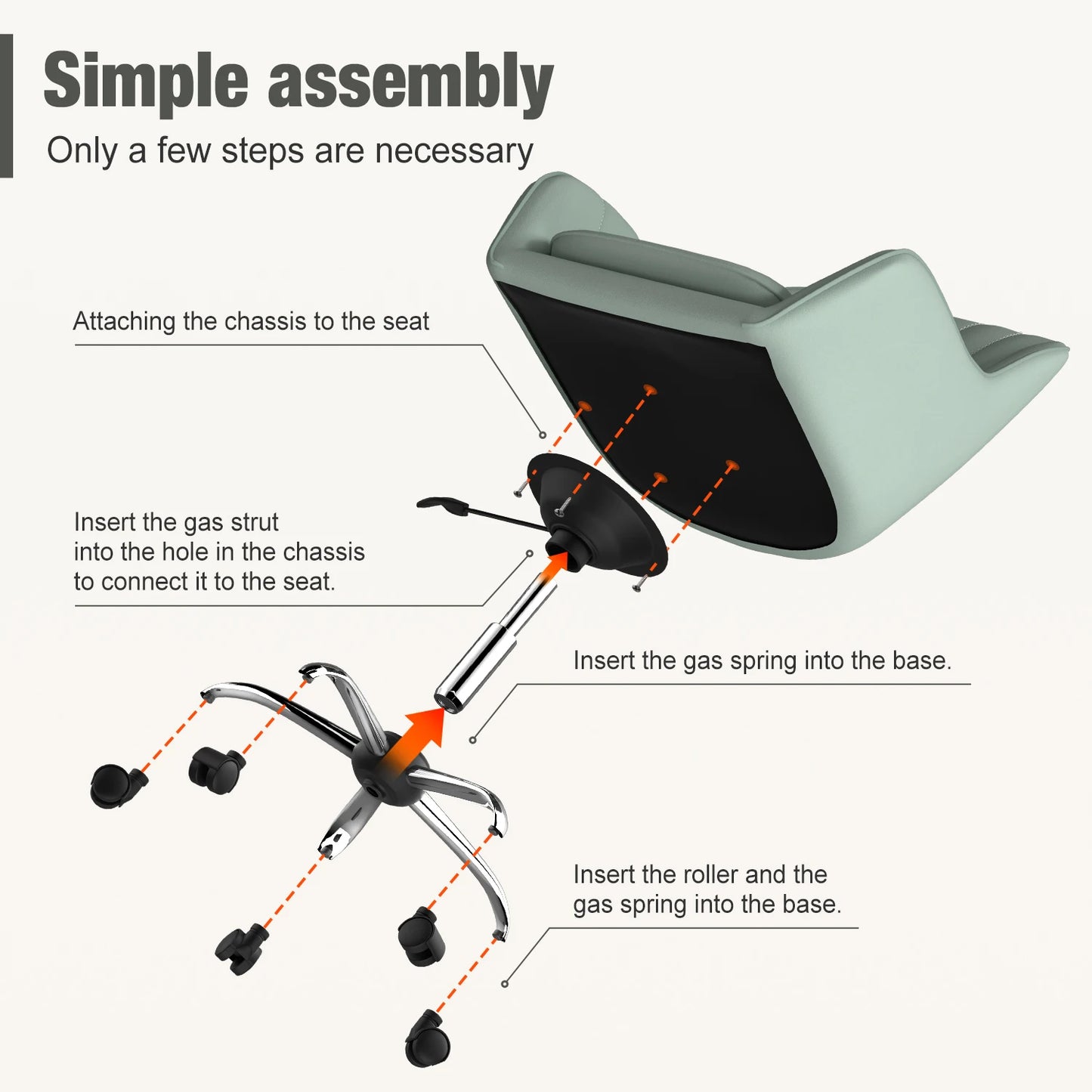 Daccormax Ergonomischer Bürostuhl – verstellbarer Netz-Computertischstuhl, drehbare Räder, bequemer Arbeitsstuhl für zu Hause