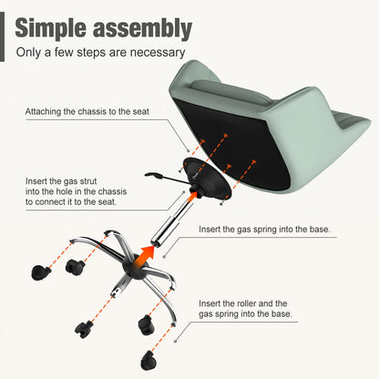Daccormax Ergonomischer Bürostuhl – verstellbarer Netz-Computertischstuhl, drehbare Räder, bequemer Arbeitsstuhl für zu Hause