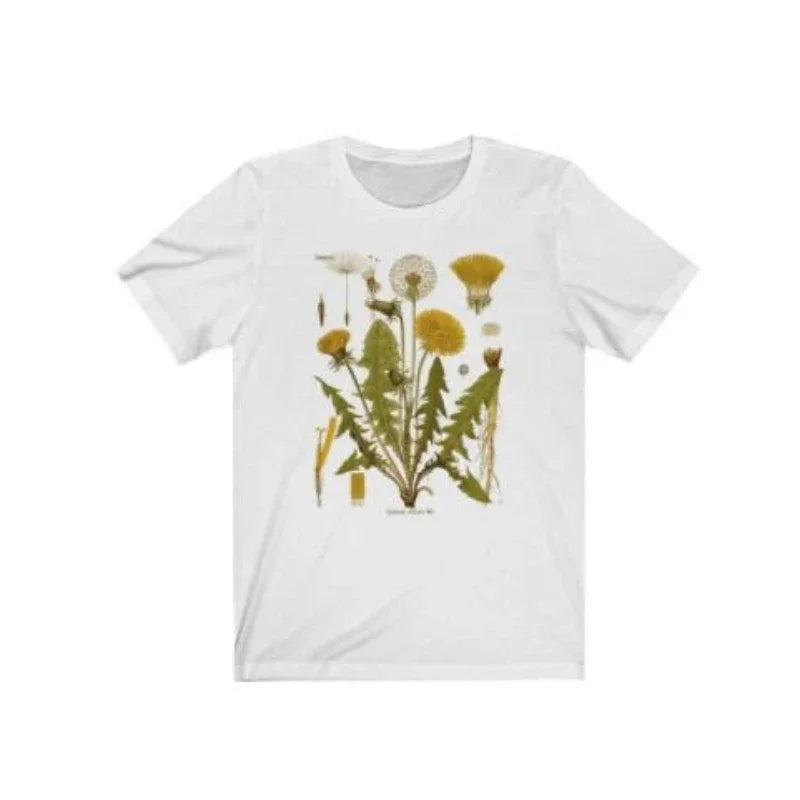 Dandelion Botanical Graphic Tshirt Hiking Shirt Botanical Print Shirt Short Sleeve Cotton Oversized Tee Women Clothing Harajuku.