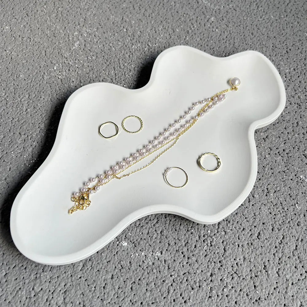 Large Cloud Tray Cement Mold Resin Butterfly Moon Pea Shaped Jewelry Display Tray Gypsum Concrete Mold for Terrazzo Creation.