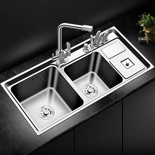 304 stainless steel kitchen sink double-bath thickened   countertop or   WF9141530