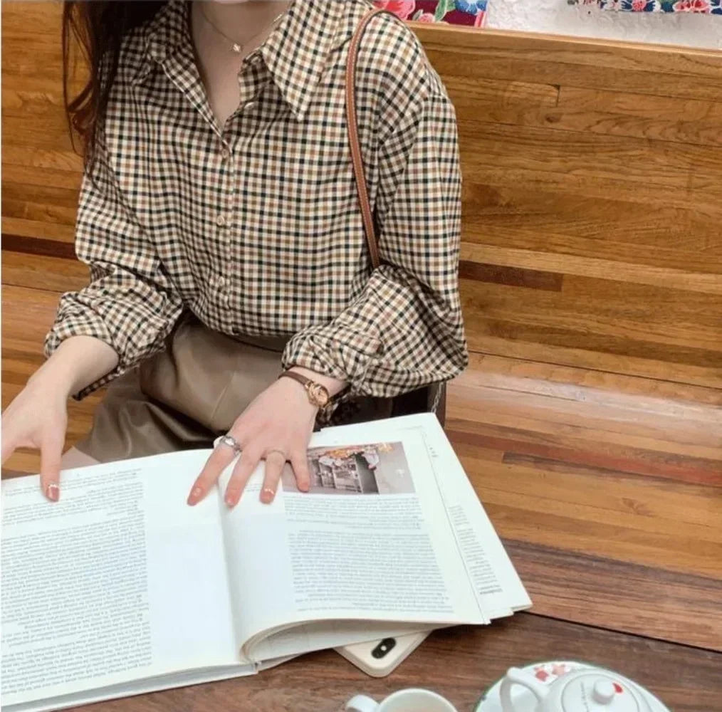 Fashion Casual Women's Plaid Shirt Autumn New Boutique Ladies Blouse and Tops Female Long Sleeve Blouses Clothes.