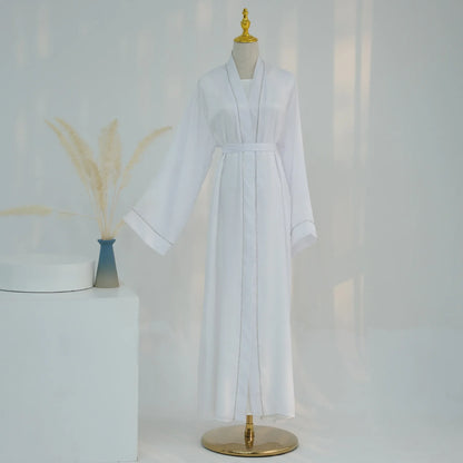 2024 Muslim Modest Cardigan for Women Eid Arab Abaya Dubai Dress Islamic Daily Long Sleeve Clothing Turkey Solid Color Coat Robe