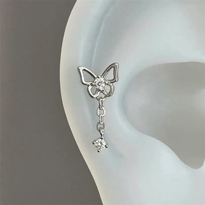 1PCS Pink Zircon Cross 316L Stainless Steel Annular Ear Bone Nail New Fashion U-shaped Earrings for Women Y2K Punk Jewelry