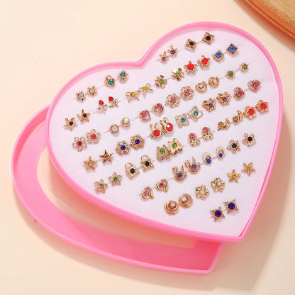 Multicolor 36Pairs Cartoon Hypoallergenic Plastic Stud Earrings Set For Women Girl Cute Animal Flower Ear Wedding Gifts Jewelry