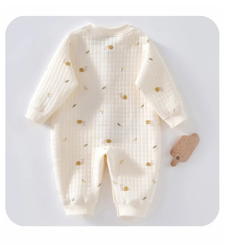 AYNIGIELL Baby Warm Overall Herbst und Winter Baby Baumwolle Kleidung Neugeborenen Pyjamas Niedlichen Muster Gedruckt Baby Overall.