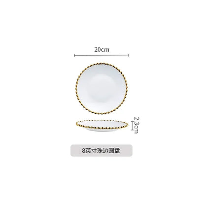 Nordic Luxury Phnom Penh Love Plate Ceramic Plate Dim Sum Fruit Breakfast Salad Dish Restaurant Steak Plate Jewelry.