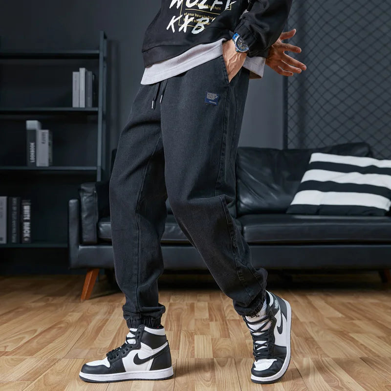 Spring Summer Black Blue Cargo Jeans Men Streetwear Denim Jogger Pants Men Baggy Harem Jean Trousers Plus Size.