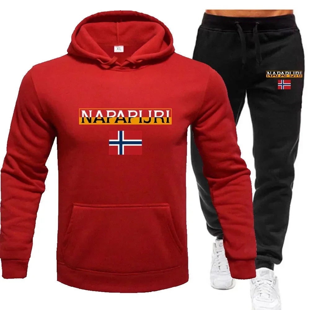 King Print hoodie suit men s casual sportswear fashionable spring and autumn jogging pullover sportswear sweatpants