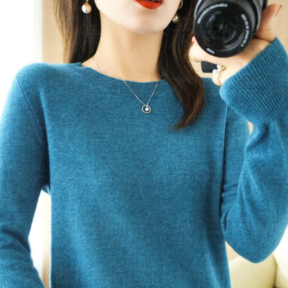 Herbst und Winter Kaschmirpullover Damen Rundhalspullover lässig gestrickt Top Damen kurze Unterwolle Mode 18 Farben