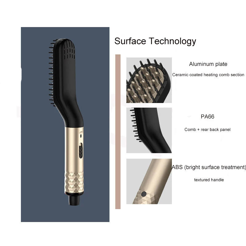 Portable Heated Hair Straighteners Mini Beard Straightener Comb Electric Flat Iron For Men Long And Short Hair Straightener.