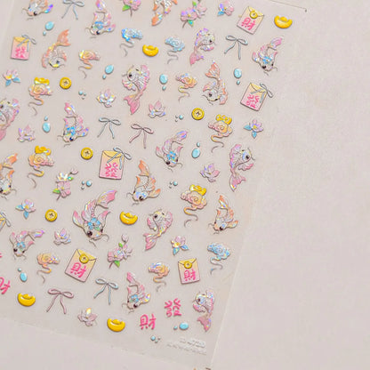 Ocean Theme 5D Nail Sticker Summer Beach Seashells Starfish Conch Scallop Shell Coral Self Adhesive Decoration Manicure Decal