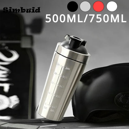 Stainless Steel Protein Powder Shaker Bottle with Steel Ball and Scale Leak Proof Gym Fitness Sport Whey Shakes Cup.