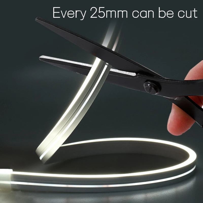 4/6/8/10mm Narrow LED Neon Silicone Tube Rope Lamp Recessed DC12V Flexible Waterproof Diffuser Cabinet Closet Ribbon Strip Light.