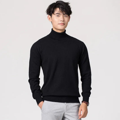 Cashmere Wool Solid Autumn Winter Men's Warm Turtleneck Knit Loose Long Sleeve Sweater Casual Comfortable Pullover Thick Sweater