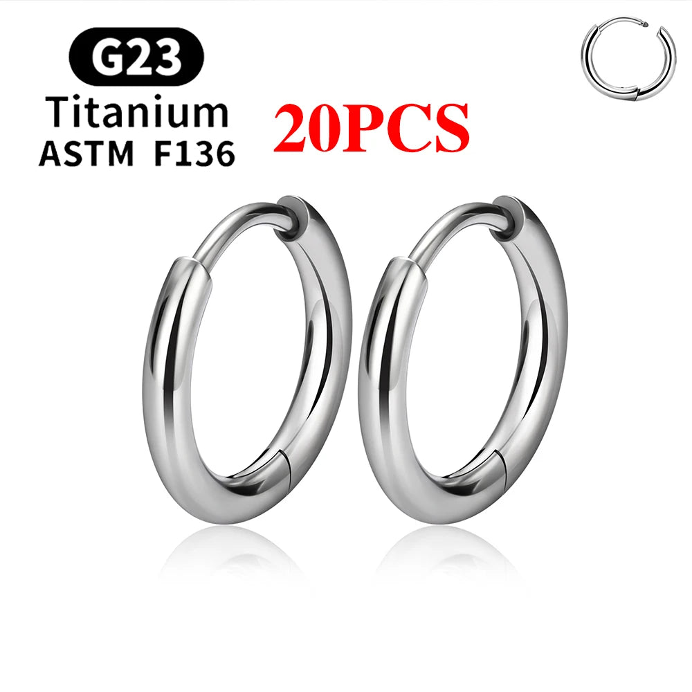 2/20PCS G23 Titanium Earring Hoop CZ Hinged Segment Round Nose Ring for Women Ear Tragus Cartilage Helix Daith Piercing Jewelry.