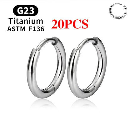 2/20PCS G23 Titanium Earring Hoop CZ Hinged Segment Round Nose Ring for Women Ear Tragus Cartilage Helix Daith Piercing Jewelry.