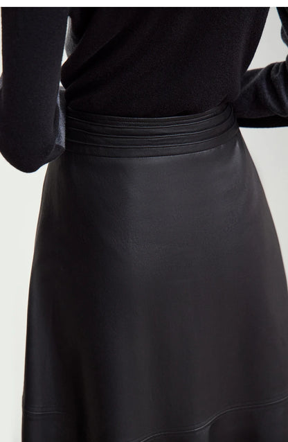 AMII Minimalist Elegant Commuter Environmentally Friendly PU Leather Skirt 2024 Winter New Women's Loose A-shaped Skirt 12444181