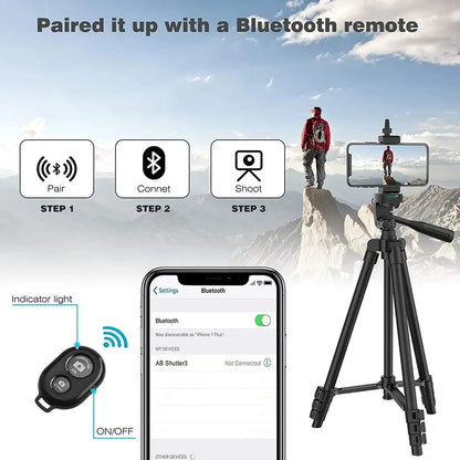 Tripod For Phone Camera Tripod Stand with Bluetooth Remote Phone Holder Lightweight Universal Photography For Xiaomi Huawei DSLR.